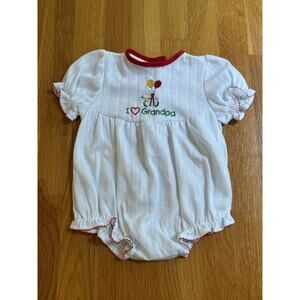 Vintage Alexis Girls Boys 6 mo I Love Grandpa White Baby Bubble Romper Outfit